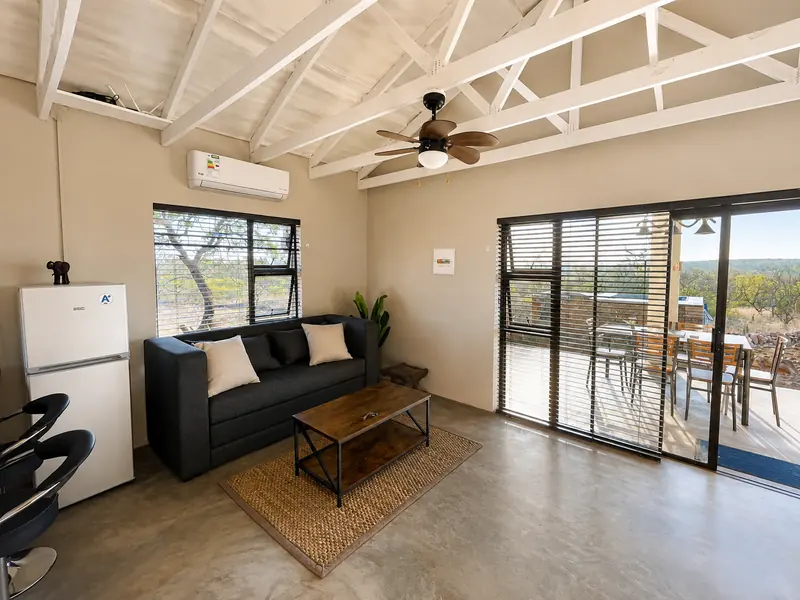 Sunset Cabin lounge and TV area